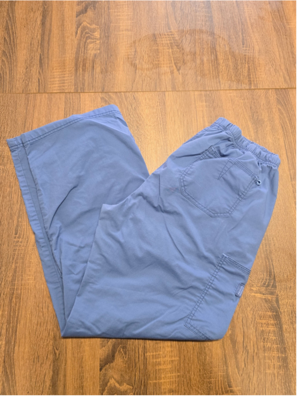 WonderWink Scrub Pants Womens Large Blue Cargo Drawstring Medical Workwear